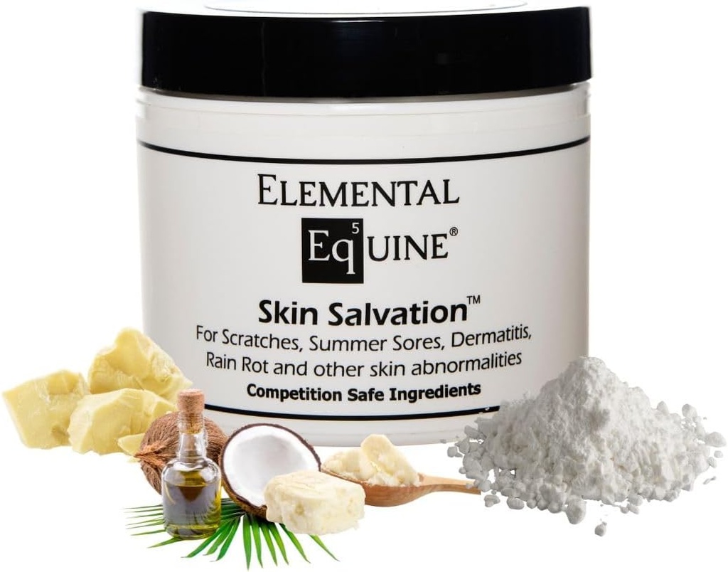 Elemental Equine Hud frelse 4oz for hester - Combats Scratches, Mud Fever, Sommer Sores, Dermatitis, Sommer Crud, Cannon Bone Gunk og lignende hudproblemer i hester