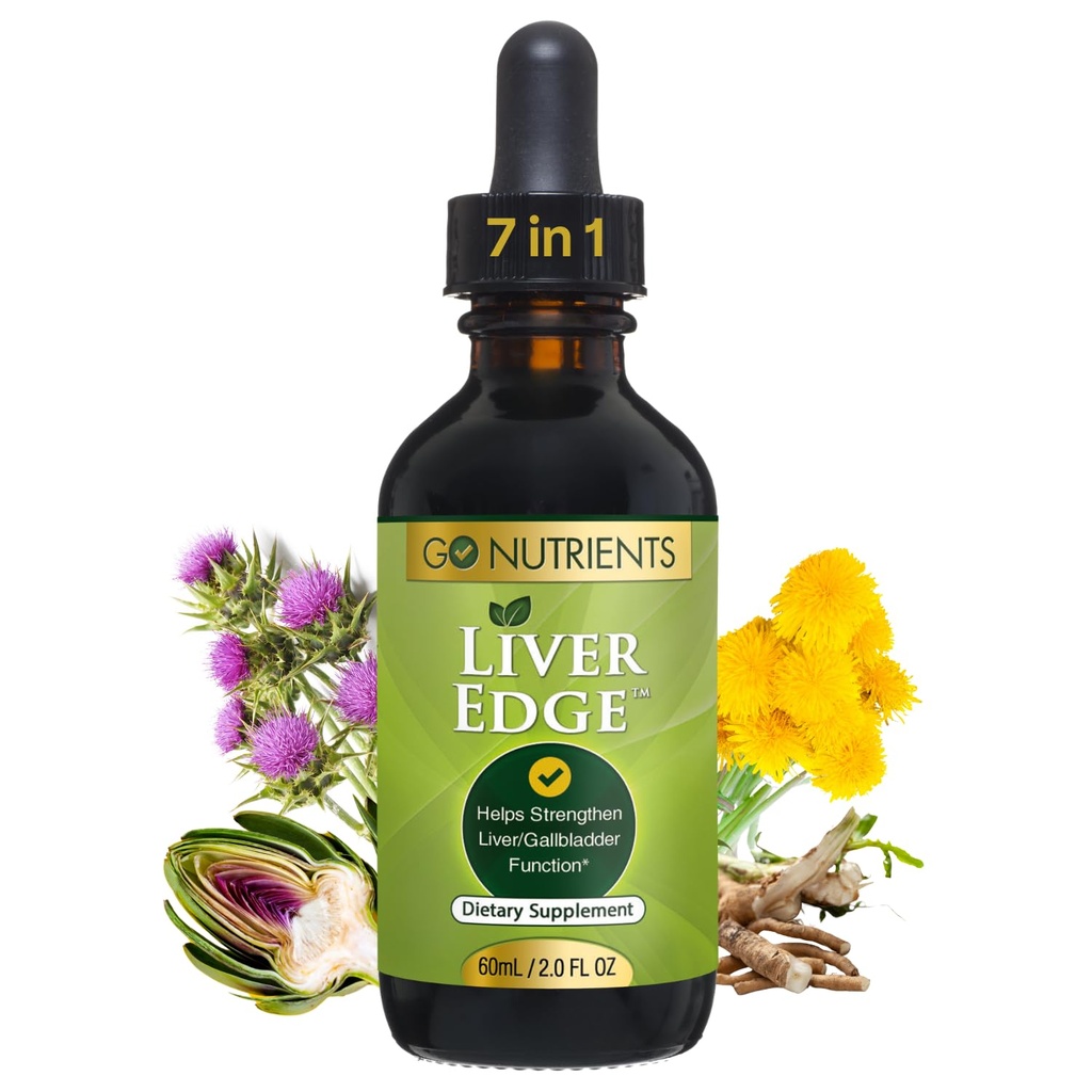 Go Nutrients Liver Edge - Melk Thistle Supplement for Liver Cleanse, Detox & Reparasjon med Artichoke Extract for helse og fett lever støtte, organisk flytende dråper & tinktur - 2 oz, 48 Serveringer