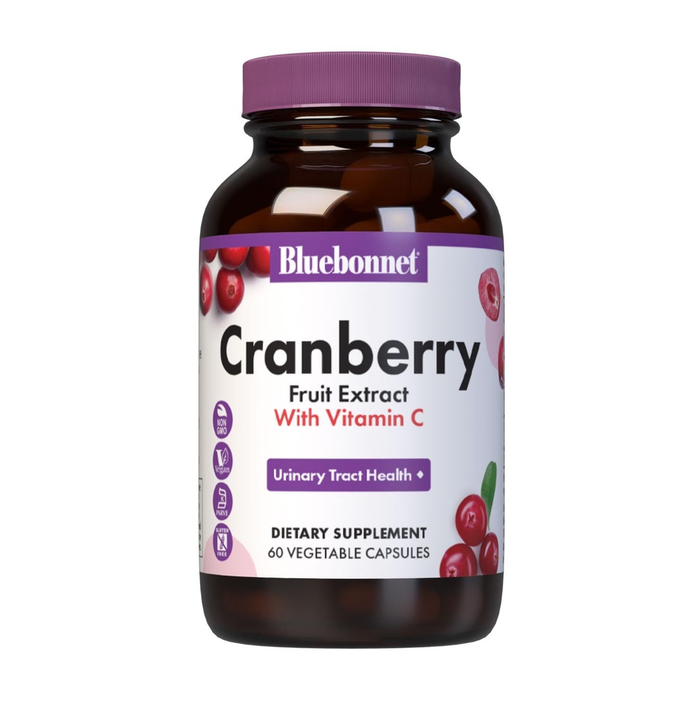 Blåbonnet Ernæring Cranberry Fruit Extract, Urin Tract Support *, Ikke-GMO, Kosher-sertifisert, Vegan, Glutenfri, Soya-fri, Dairy-Free, 60 Grønnsaker Kapsler, 60 Serveringer