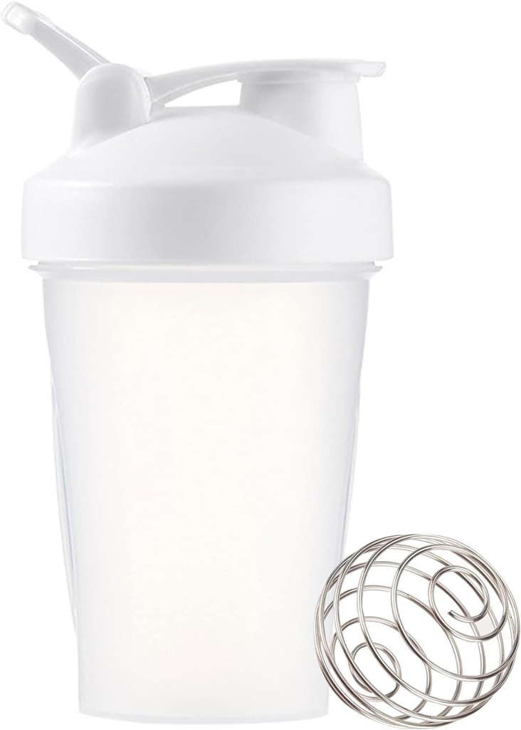 Shaker Flaske 12oz Protein Shaker plastflaske for pre & post trening med Twist og Lock Protein Box Oppbevaring, Bærbar treningsflaske for Fitness Enthusists Atletes (hvite, 12 oz)