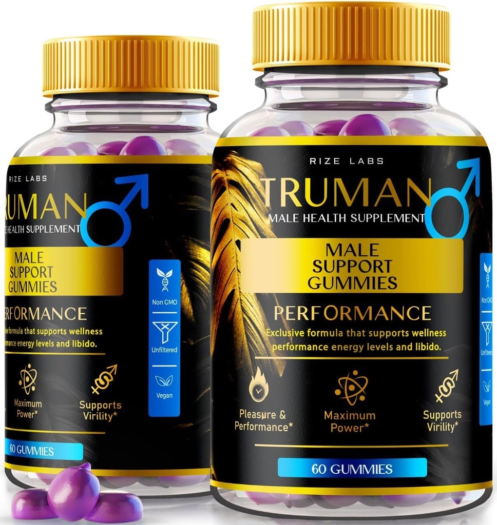 Rize Labs (2 Pack) Truman Gummies, Truman for menn, Truman ytelsessupplement Anmeldelser, Truman Gummy, TrumanMan All-Naturlig Supplement, Gomitas (120 Gummies)