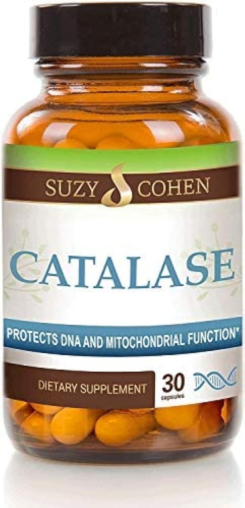 Suzy Cohen Catalase 12,500 CATu Diett Supplement, Liver Enzyme, nøytraliserer hydrogenperoksyd, støtter hud, hår og total velvære, 30 forsinkede-genererte kapsler
