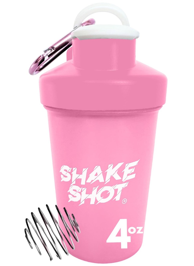 Pink - 4oz Mini Shaker flaske for pre trening, kreatin, små scoop kosttilskudd (ikke for protein) Clip & Shaker Ball
