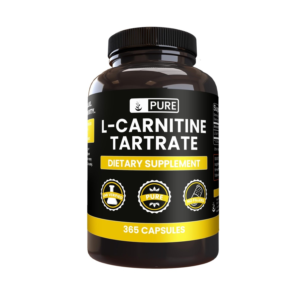Rene opprinnelige ingredienser L-karnitin Tartrat (365 kapsler) Ingen magnesium eller ris fyllstoffer, alltid ren, Lab verifisert