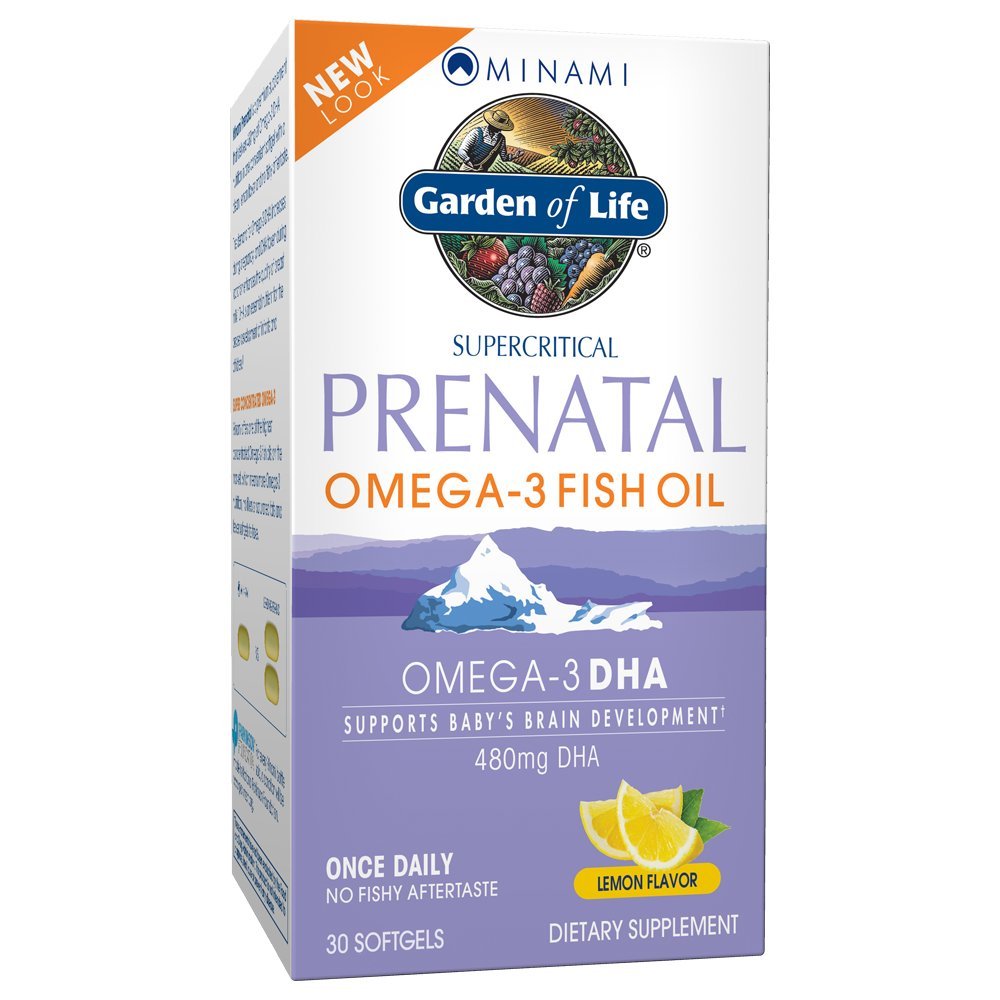 Garden of Life Prenatal DHA Omega 3 Fiskeolje Supplement - Minami naturlig prenatal, sitron, 30 Softgels