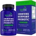 Lovebug PROBIotics Immune Support Daily Probiotic for menn og kvinner, 40 milliarder CFU & 6 Strains, Inkluderer vitamin C, sink & Echinacea, 30 kapsler, vegansk og ikke-GMO