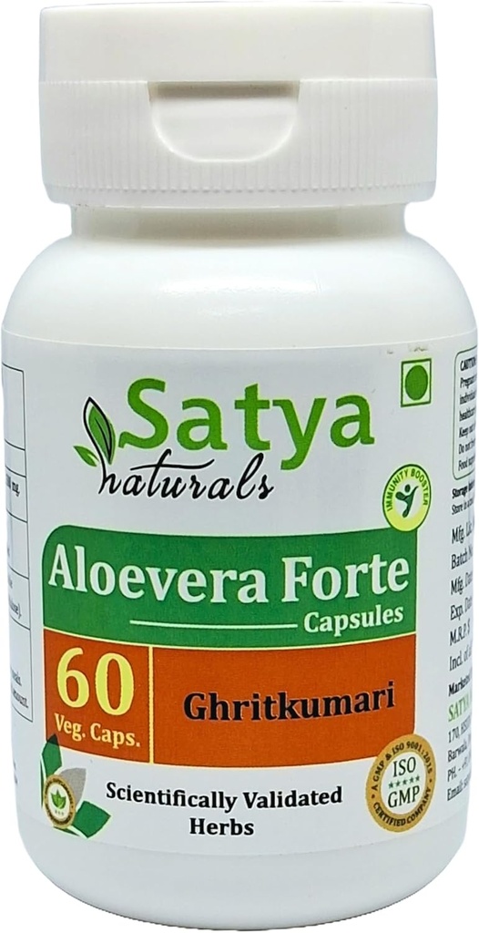 Alopevera Forte Capsules 500 mg. 60 Veg. Kapsler | Alevera (Ghritkumari) Trekk ut kapsler for menn og kvinner | En måned | Ayurvedic Herbal Supplement/Remedies (1 flaske 60 Capsules)