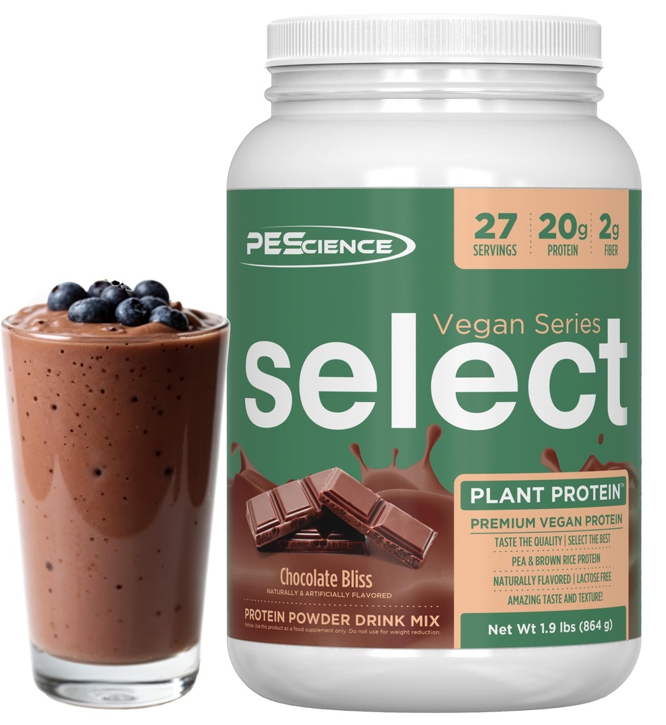 PEScience Velg Vegansk Protein pulver, Plant Basert protein pulver, Amazing smak, Smooth Texture, Era og brun Rice blande, Dairy Free, Laktose gratis, Glutenfri - Sjokolade Bliss, 27 Services
