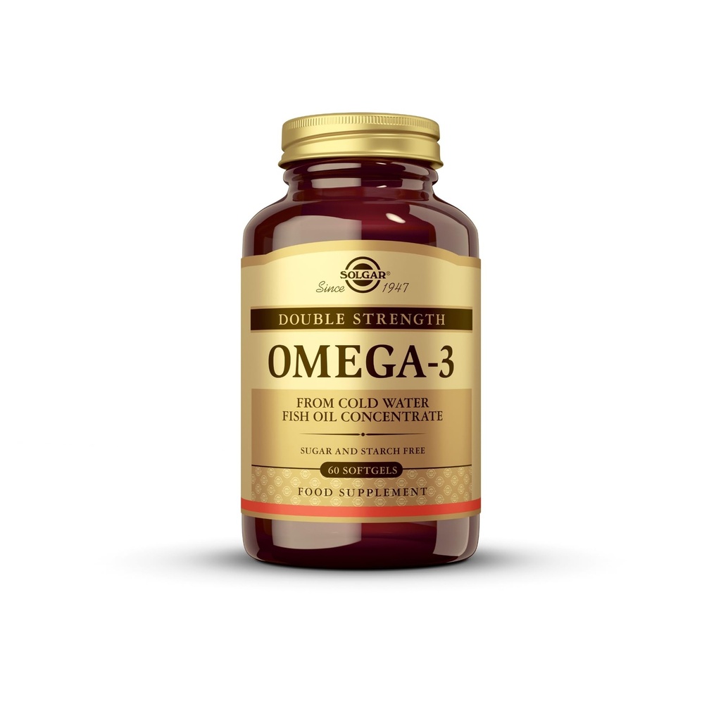 Solgar dobbel styrke Omega 3 700 mg - 60 Softgels - Inkluderer 600 mg EPA & DHA - Ikke-GMO, Glutenfri - 60 Services