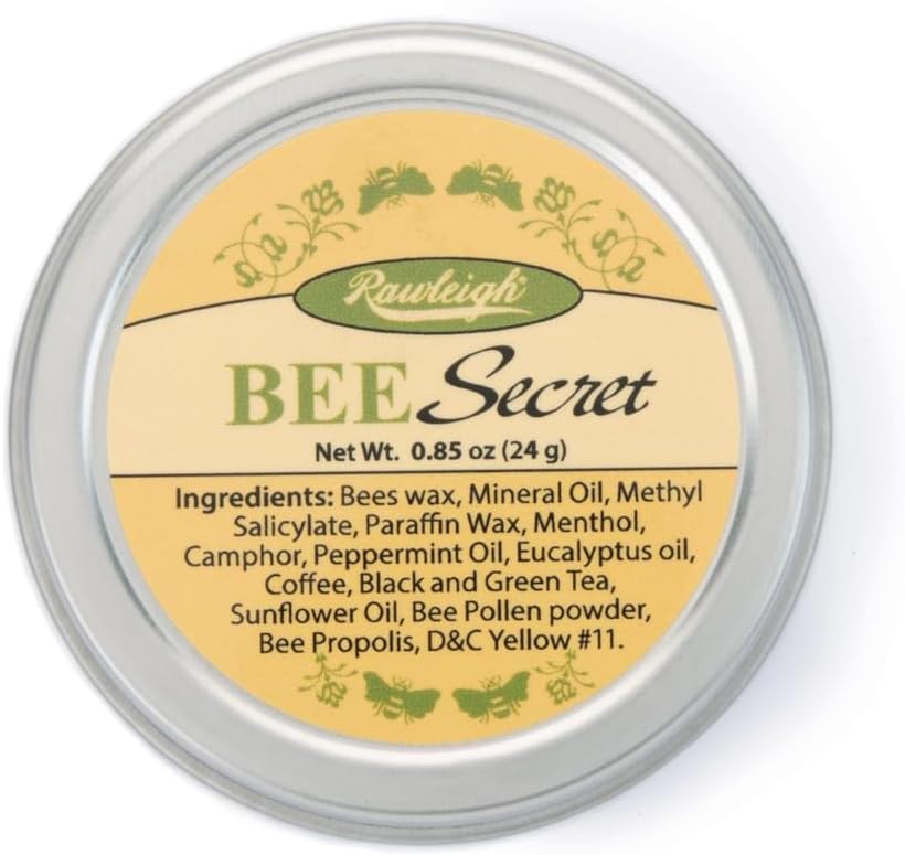 Rawleigh Bee Secret Soothing Balm: 0.85 oz, All-Naturlig Balm for Sore Muskler, Akser, Bites, Cold Sores, Hodepine med Bee Wax, Pollen & Propolis + Peppermynt & Eucalyptus Olier, Pakke med 1