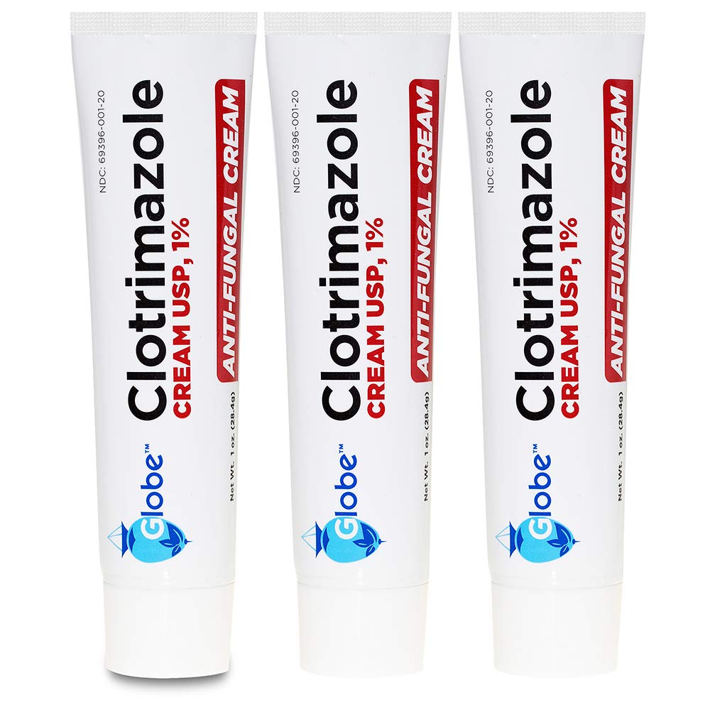 Globe Clotrimazol Antifungal Krem 1% USP, 1 oz (3 Pack), Anti Fungal behandling, lindrer kløe, brenning, brakking og skalering tilknyttet atleter fot, Jock itch, Ringorm og mer