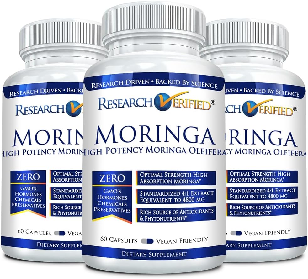Forskning Bekreftet Moringa Oleifera - 100% ren ekstrakt- 1200 mg Per servering - 60 greve - 3 måneders forsyning