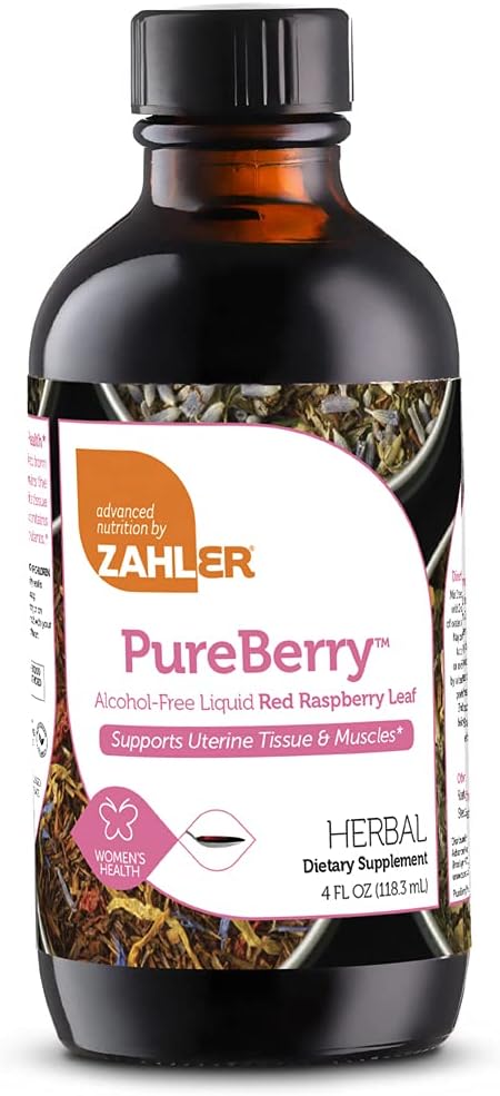 Zahler PureBerry, flytende RED Bringebær Leaf Supplement som styrker Uterine Vessue og muskler, alle naturlige flytende formel som fremmer uterine helse, sertifiserte Kosher, 4oz