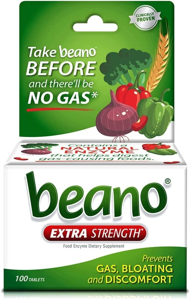 Beano Ultra 800 | Gassforebygging og Digestive Enzyme Supplement Tabletter | 100 Count | Pakke med 3
