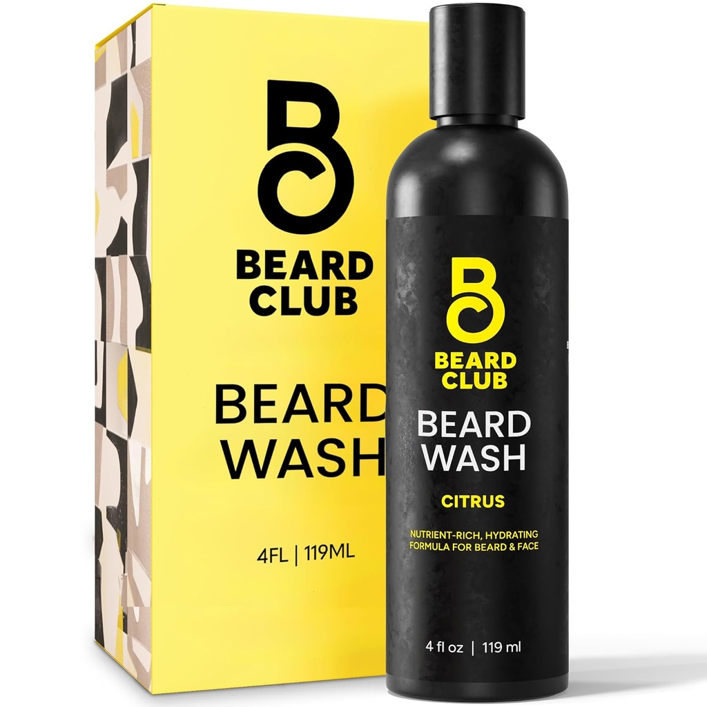The Beard Club Citrus Beard & Face Wash - All-in-One Cleanser, Softens & Nourishes Ansiktshår, Hydrates & Cleans Skin, Paraben & Sulfate-Free