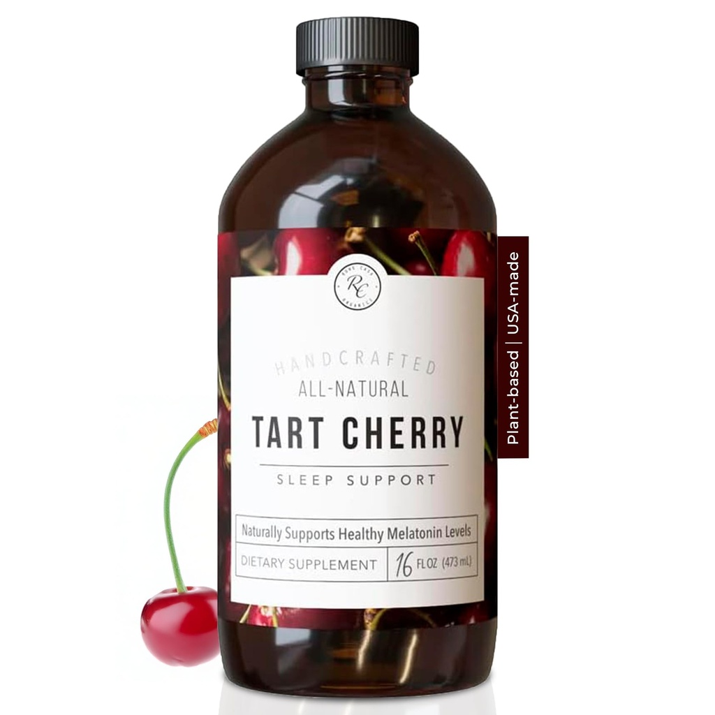 Rowe Casa Organics Tart Cherry Organic Sleep Support med Valerian Root, støtter søvnsyklusforskrift og muskelgjenvinning (16 flounces)