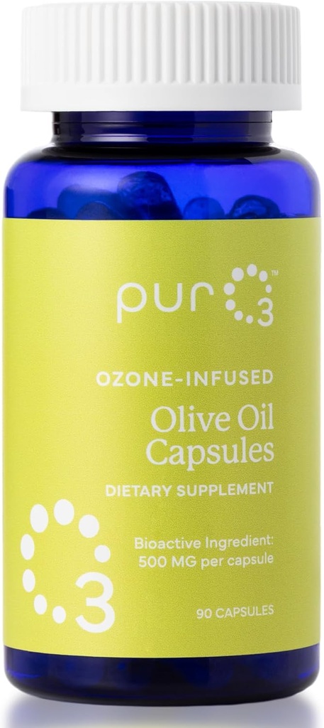 PurO3 Extra Jomfru Olive Olje Kapsler - høy potens ren Ozonerte oljer for immunstøtte og velvære fordeler - organisk oksygen infundert Supplement - 90 Veggie Softgels