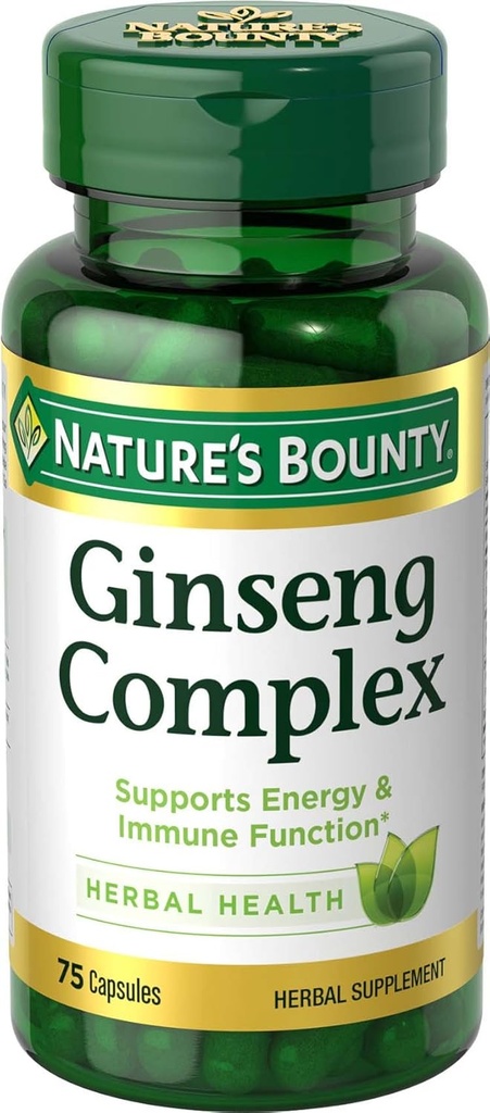 Ginseng av naturens Bounty, Ginseng Complex Kapsler støtter vitalitet og immunfunksjon, 75 kapsler