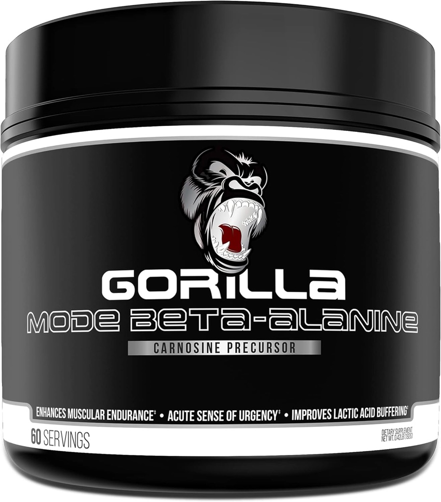 Gorilla Mind Beta-Alanine Carnosin Precursor, Forbedret muskulær utholdenhet, 3.2 gram per servering