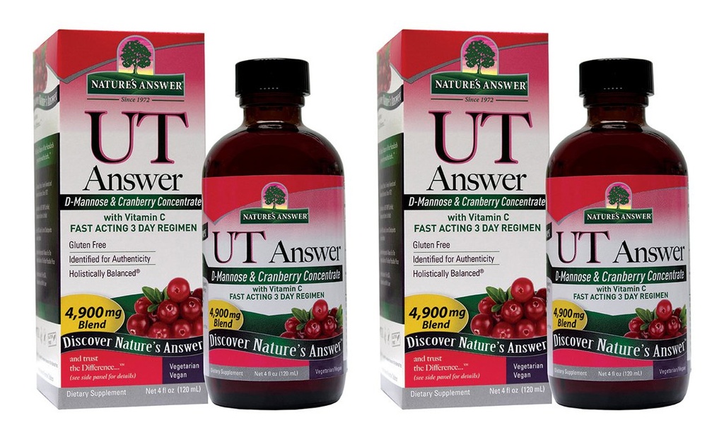Naturens svar Urin Tract Helse | Raskt fungerende tre-dagers regimen | Cranberry Flavor kosttilskudd | alkohol-fri, glutenfri, ikke testet på dyr & vegan 4oz (2 pakke)