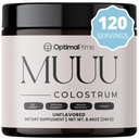 Optimal Prime - MUUU Bovine Colossum Supplement og Superfood pulver for Gut Helse, Bloating, Immun støtte, hår, hud, og negler Unflavored, 120 serveringer