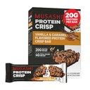 MUSASHI Protein Crisp Bar, 20g Protein, 4g Total Sukker, Vanilla & Caramel, Post Trening og Snack On The Go, 12 Pack av 2.1oz (60g) Barer