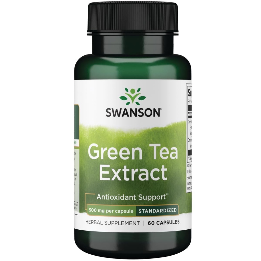Swanson Grønn Te Extract 500 Milligrams 60 kapsler
