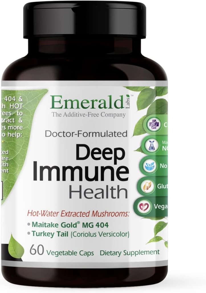 EMERALD Labs Deep Immune Health - Immune Support Supplement med Maitake Gold Mushrooms, Meriva Turmeric & Astragalus Extract - 60 Grønnsaker Kapsler (30-dagers forsyning)