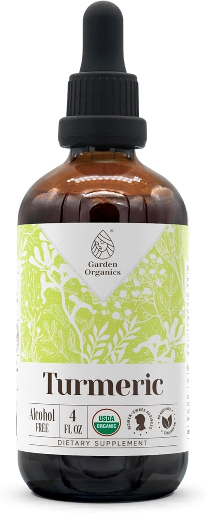 Gurkemeie USDA økologisk alkohol-fri ekstraksjon | kosttilskudd, høy potens tinktur | naturlig sertifisert organisk gurkemeie (Curcuma Longa) tørket rot (4 oz)