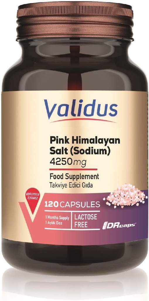 Validus Rosa Himalayan Salt Sodyum 200 mg 120 kapsler (Drcaps)