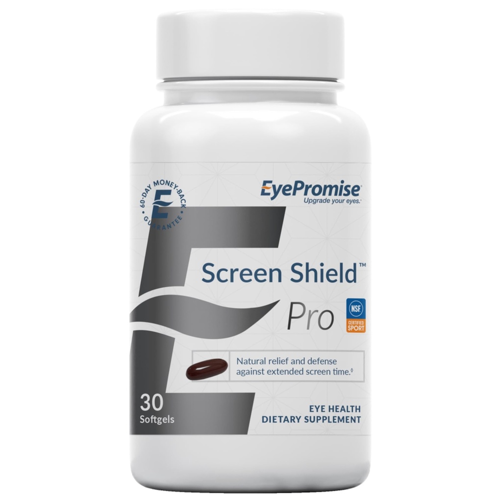 EyePromise Screen Shield Eye Vitamin - 30-talls, 30-dagers Supplement - Øye Supplement med Omega 3s, Zeaxanthin, Lutein, Bilbær, Sink og vitaminer for trøtt, Strained Eyes