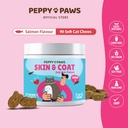 Hud & Coat Chews for katter - 90 myk Chews | Salmon Flavor | med Omega 3, Vitaminer & Biotin Supplement | Støtter Shiny Coat, reduserer shedding & kløe | for Cat Dandruff & Allergi Relief