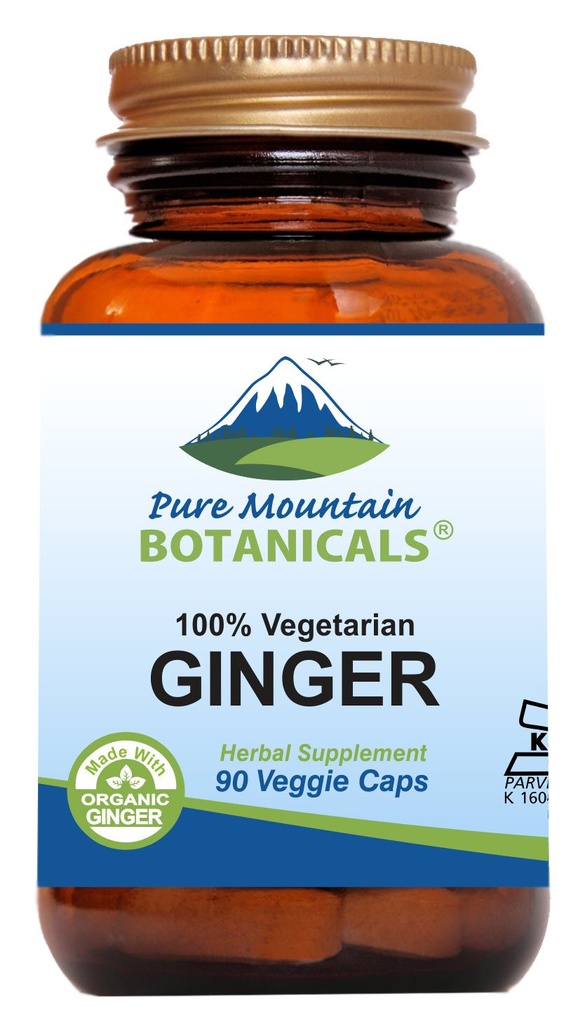 Pure Mountain Botanicals Ginger Capsules - Kosher Vegansk med 1000 mg organisk Ginger Root Supplement