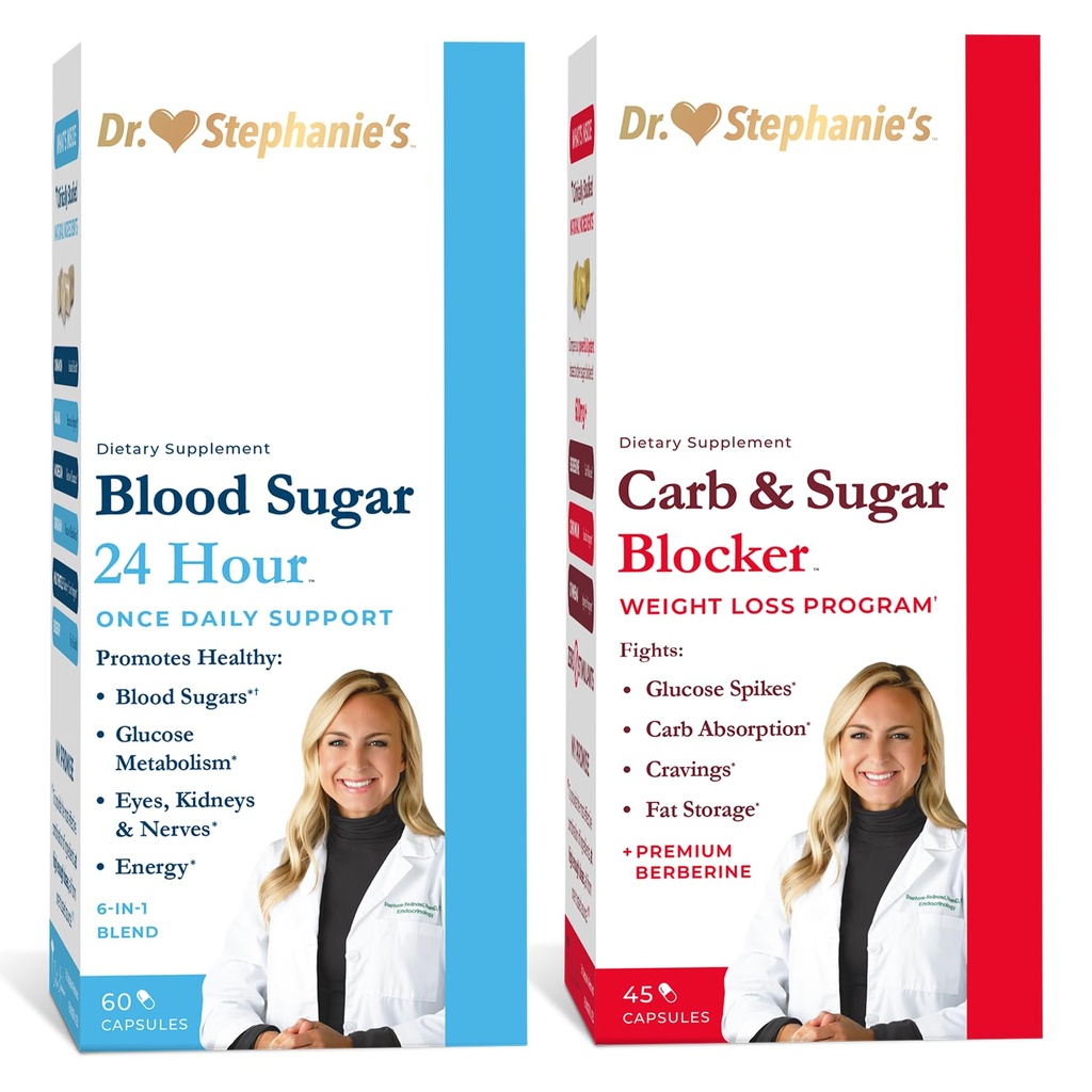 Dr. Stephanie's Bundle Pack - 24-timers støtte + Carb & Sugar Blocker - Daglig Supplement
