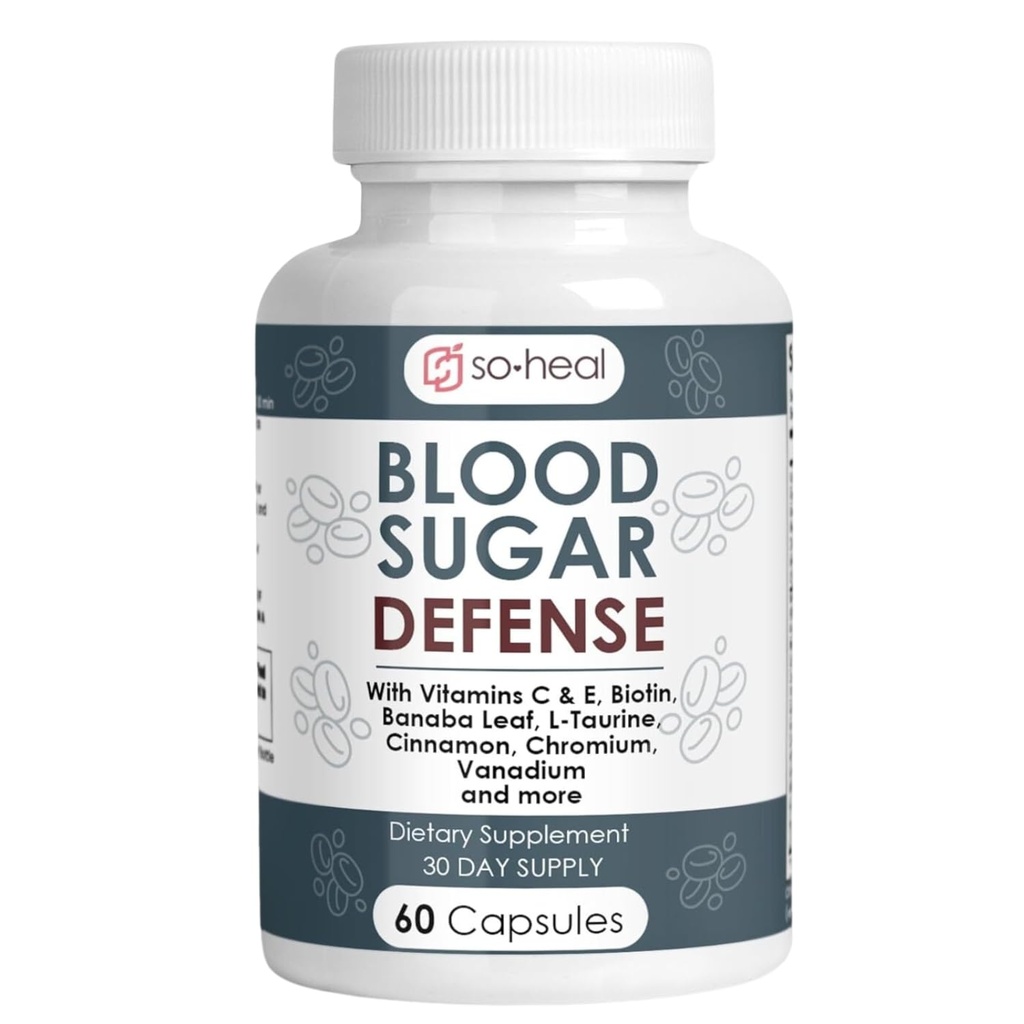 Sugar Shield Defense Supplement - Cinnamon, Chromium, Vanadium, Triple Protection for Heart, Metabolisme, Energi - 60 Kapsler, laget i USA