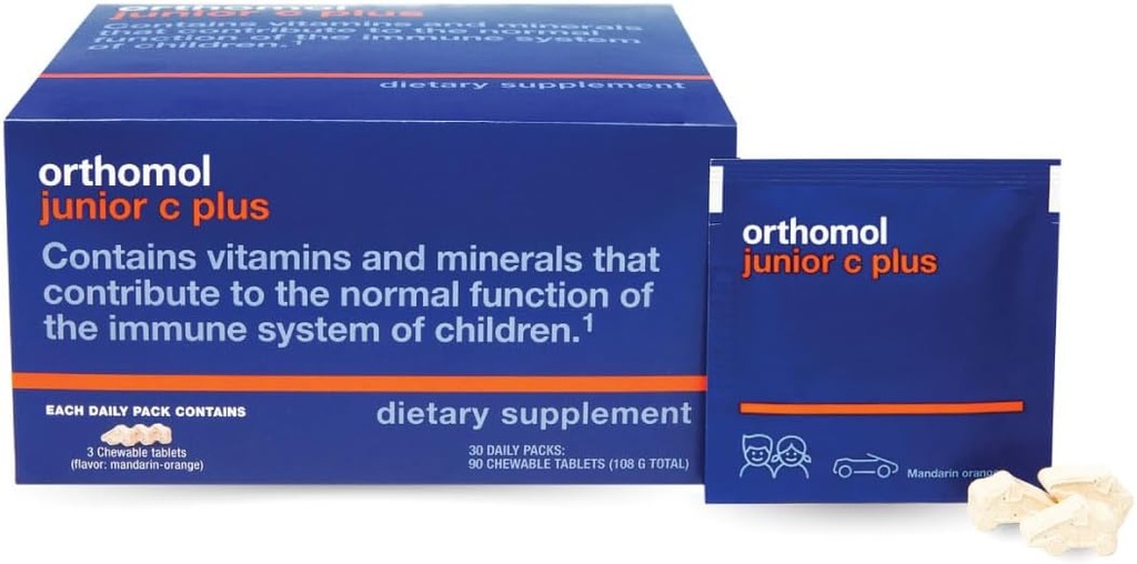 Orthomolimmun Junior C Plus, Kids Multivitamin, Tangerine Flavor, 30-dagers forsyning