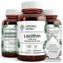 Naturlig Nutra Soya Lecithin 1200 mg kosttilskudd - Hjernefunksjon, lever helse, Hepls bryst helse, minne øker kosttilskudd - Glutenfri, BPA-fri, 100 Softgels i resirkulerbare glassflasker