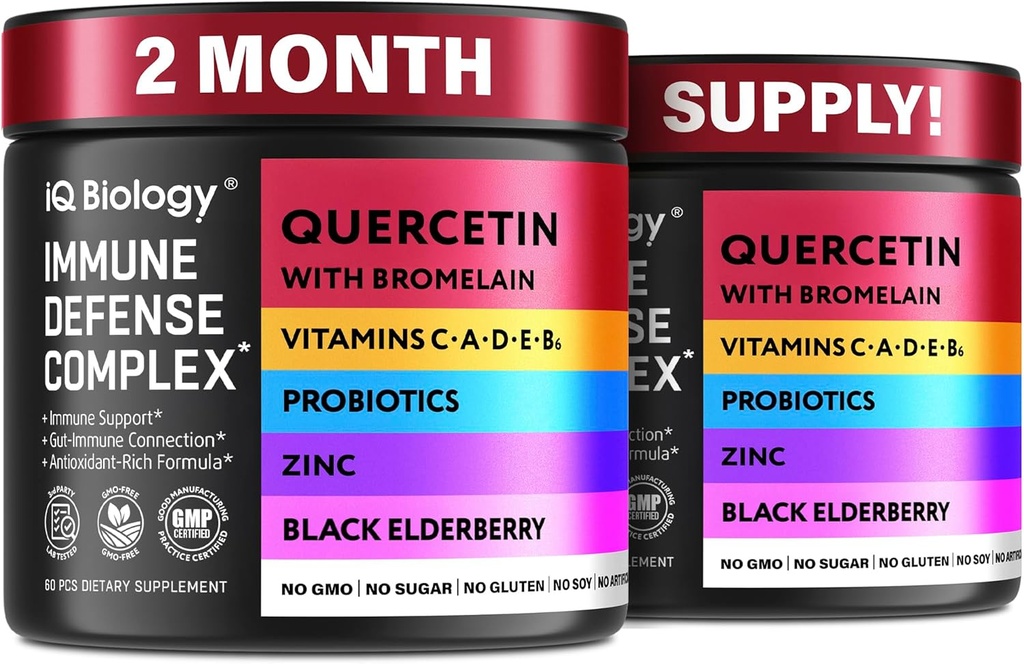 Quercetin med Bromelain - Premium Quercetin Bromelain kapsler for immunstøtte* - Bromelain Quercetin Supplement - Ikke GMO Quercetin - 2 pakke (120 kapsler)