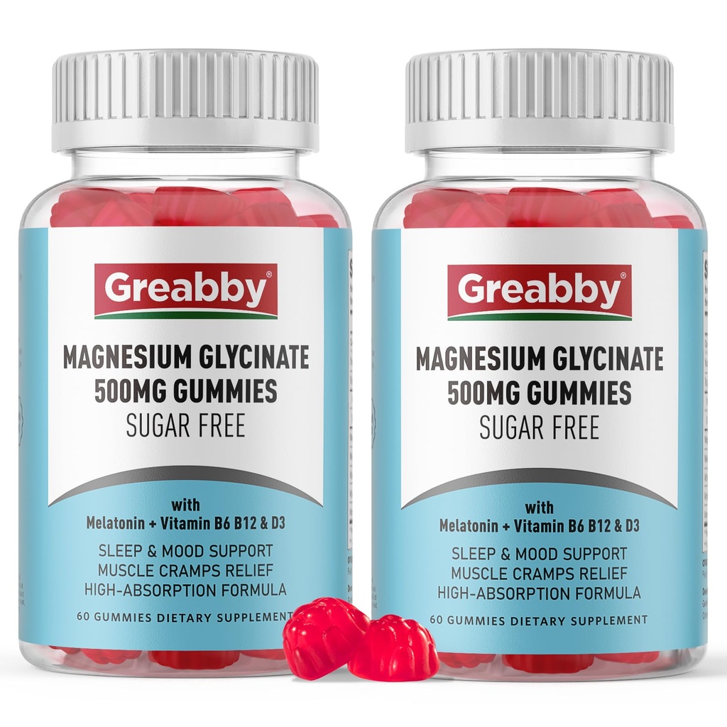 Magnesium Glycinate Gummies 500 mg for voksne søvnstøtte, Chewable Magnesium Gummies for kvinner og menn, muskel relief og magnesiumforsyning (120 gummies)