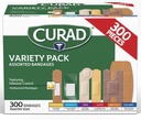 CURAD Assortert Bandages Variety Pack, 300 greve, 6 stiler inkludert antibakteriell, vanntett, skinne, plast, tunge plikter og fleks-fabric, beskytter Scrapes, Cuts & Burns, Latex-Free