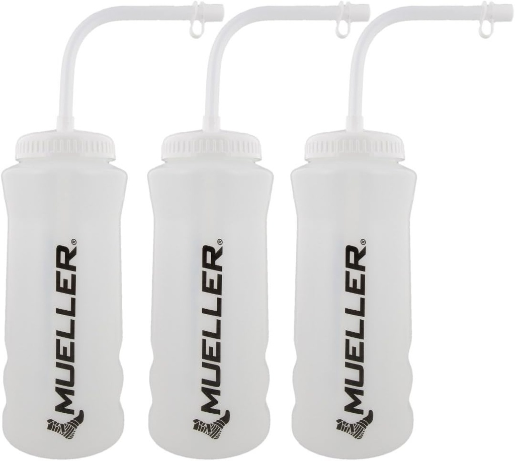 Mueller Quart flaske m/ Straw, naturlig farge m/ svart bokstaver (3-Pack)
