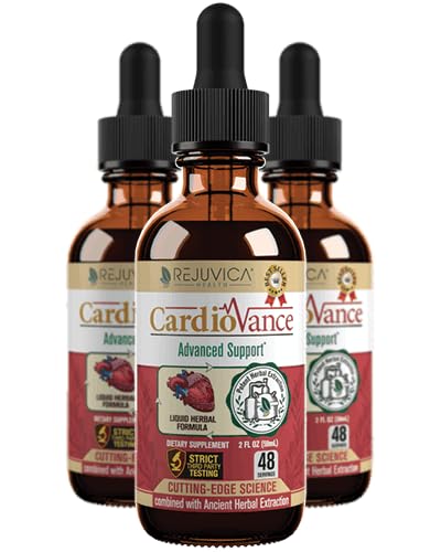 Rejuvica Health CardioVance - hjerte støtte supplement - flytende levering for bedre absorpsjon - Hawthorne, Hibiscus, Arjuna, Olive Leaf & Mer!