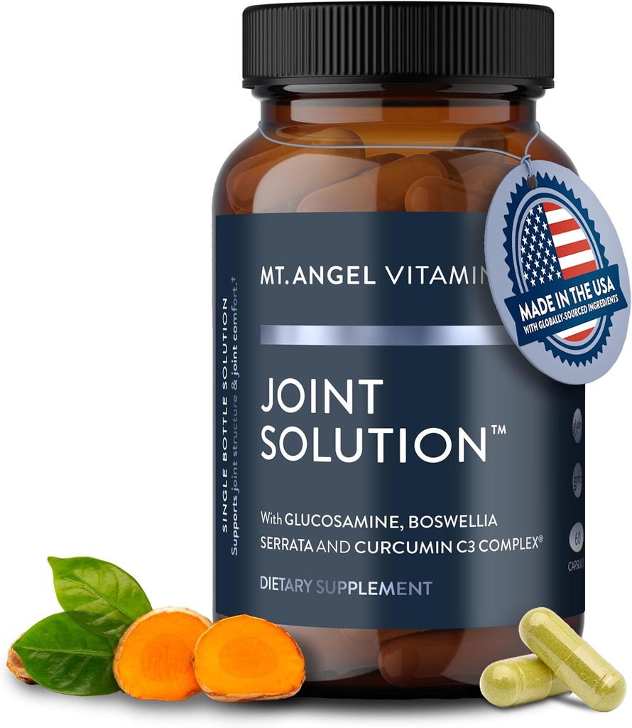 Mt. Angel Vitaminer - Felles løsning - Curcumin C3 Complex, Turmeric, Tumeric, Turmeric Curcumin, Joint Support Supplement, Tumeric og Ginger, Turmeric Supplement, Glukosamin, Collagen - 60 Caps