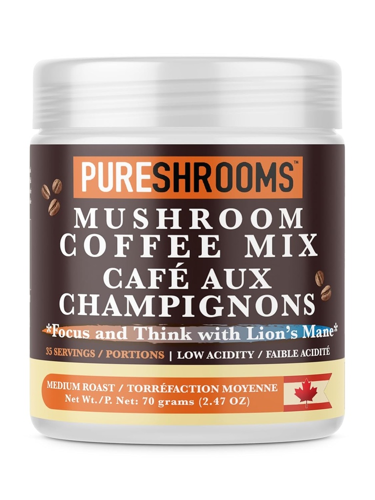 Fokus og tenk Instant Mushroom kaffe med ultra konsentrert Lion's Mane Mushroom ekstrakt for hjernen Boost - forbedre fokus, klarhet og konsentrasjon - Net Wt. 70g/2.47 oz