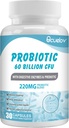 Probiotika 60 milliarder CFU med 10 Strains & 3 organiske prebiotika, Probiotika Supplement for kvinner støtter metabolisme, immunitet og digestiv helse,Non-GMO & Glutenfri,30 kapsler