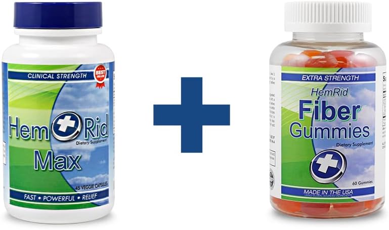 HemRid Max, Fiber Gummies - gir rask lindring for kløe, brenning, Dual Defense Bundle