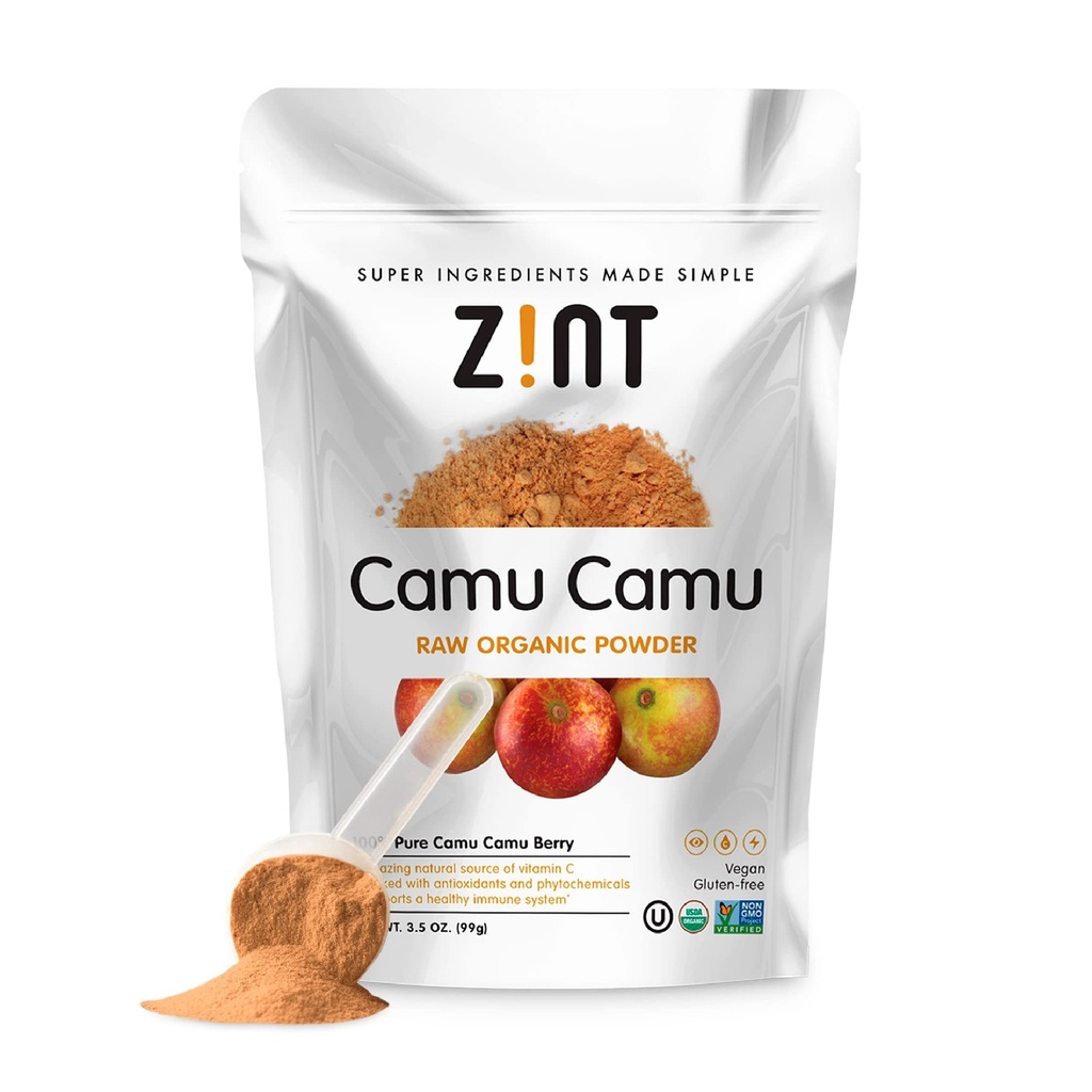 Zint Camu Camu Powder Organic | Superfood Powder | Organisk frukt Ingredient | Antioksidanter Kilde Perfekt for Smoothies, Juices, Iskrem | Ikke-GMO, Glutenfri, Kosher | 3,5 oz