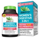 Zenwise Helse 3-i-1 Kvinners Probiotiske Supplement for Digestive, Gut Flora & Vaginal Helse - Daglige Probiotika og Prebiotika for kvinner med Digestive Enzymer støtter Bloating & Gass Relief - 60 Count