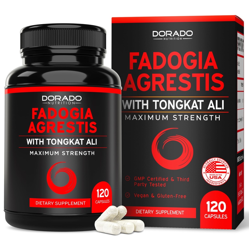 Fadogia Agrestis og Tongkat Ali Supplement Performance Blend - (120 Kapsler) - Maks styrke - Drive, Atletisk ytelse og muskelmasse - Glutenfri, Ikke-GMO, Vegan Kapsler - USA laget