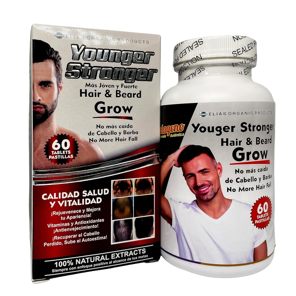 Yngre sterkere hard og beard gro 100% naturlige ekstrakter 60 tabletter